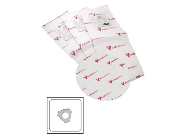 (TDSAC92C) CYCLOVAC Compact electrostatic filter bag - 3 notches - Set of 3 with 1 round filter included